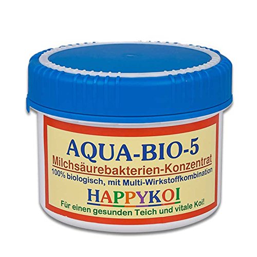 AQUA BIO 5 Milchsäurebakterien Pulver, probiotische Filterbakterien für Koiteich, Teich und Gartenteich, unterstützen die Nitrifizierung, bauen Algen und Schlamm ab. Der Rundum-Schutz für Koi und Teich. (500 ml)