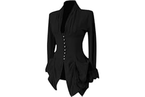 HAOLEI Halloween Tops for Women UK Sale Clearance,Ladies Vintage Tailcoat Jacket,Medieval Costumes,Gothic Steampunk Tuxedo Victorian Frock Coat,Irregular Retro Punk Cosplay Outfits Party Outwear Coat