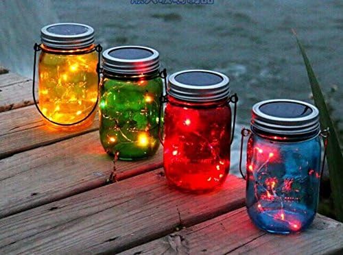 IRISH Color Mason Jar Lamp with LED Solar Outdoor Bottle Removal Decoration Can Wish Bottle Vase Bottle Fermentor or Storage Container Garden Decor