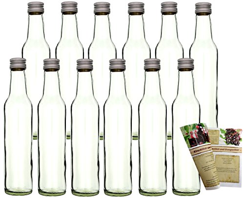 gouveo 24 leere Glasflaschen "Bordeaux" 250 ml incl. Schraubverschluss und Flaschendiscount-Rezeptbroschüre zum selbst Abfüllen Likörflasche Schnapsflasche