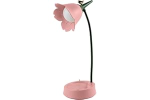 himmel Schreibtischlampe Kinder, Dimmbare LED Tischlampe mit 3 Farbtemperaturen, Wiederaufladbare Schreibtischlampe mit Touchsensor und Flexibles Arm, USB Nachttischlampe für Lesen, Lernen(rosa)
