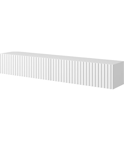 Lowboard Washington Hängend 136x47x35 Cm – Korpus Weiß Matt, Front Hochglanz Weiß, Push-to-Open, Made In Germany