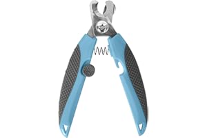 DEARBAG Tagliaunghie Professionale per Cani, con Protezione, Blocco di Sicurezza e Lima per Unghie, Acciaio Inossidabile Taglia Unghie per Animali Domestici, per Razze Medie e Grandi, 15.9*4.9CM (Blu)