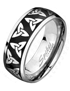 Paula & Fritz® Titan Ring silber schwarz 8mm breit Keltischer Tritintätsknoten verfügbare Ringgröße 60 (19) –...