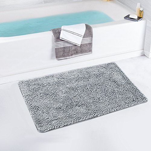 Diossad Badteppich Grau Polyesterfaser Weiche Shaggy Saugfähige Wasser Anti Beleg Haushalt Badezimmer Teppich - 6