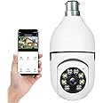 Eyetech 360 Light Bulb Wireless IP WiFi Camera, Bulb Camera 360 1080p WiFi Auto Rotation Fish Eye 360 Degree Panoramic Mini Lamp IR CCTV 1080p Home Security Light Wireless CCTV Camera