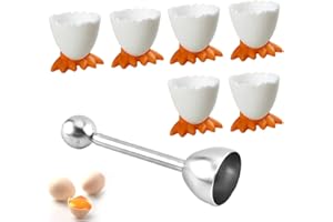 saijer Juego De Hueveras Y Topper De Huevo 6 Tazas De Hueveras Sostenedor Huevos Soporte para Huevos Duros Y Blandos