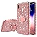 Price comparison product image Robinsoni Case Compatible with Xiaomi Redmi Note 7 Glossy TPU Case Ultra Soft Flexible Silicone Cover Bumper Cover Gel Cover Diamond Kickstand Ring Elegant Case Cover for Xiaomi Redmi Note 7,Rose Gold