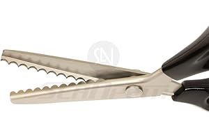 SEANPEM Serrated Scalloped Edge Pinking Shears, Stainless Steel, Fabric Scissors, Tailor, Scalloped Pinking, Sewing, Leather Cutting Tool (Scalloped 5mm)