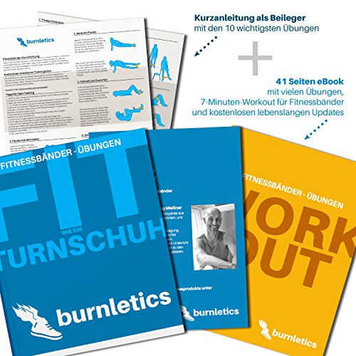 burnletics® Fitnessbänder 4er Set + Tasche + Anleitung, Loop Gymnastikbänder, Bunt, Pilates & Reha Widerstandsbänder - 3