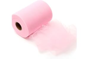 Rosenice Rouleau de tulle Bobine Rouleau de tissu Cadeau Fête de mariage Nœud Banquet Decor Craft Rose 15,2 cm 91,4 m