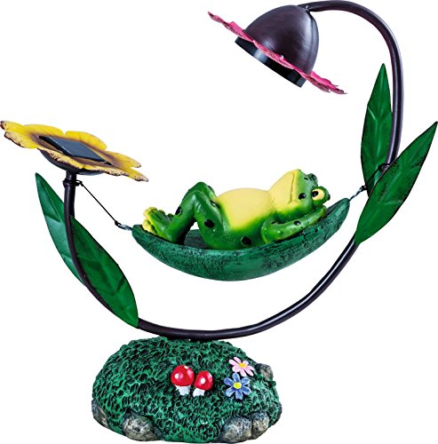 insatech Solar LED Leuchte Frosch LUMMI auf Hängematte Solarfrosch Gartenleuchte