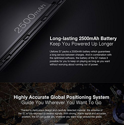 Ulefone S7 - 5,0 Zoll Android 7.0 3G Smartphone, Triple-Kamera (5MP + 8MP + 5MP), 1,3 GHz Quad Core 1 GB RAM 8 GB ROM Corning Gorilla Glass 3 - Schwarz