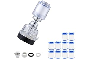 NEVYTOL Filtro Agua Grifo, 360° Giratorio Filtro Grifo Cocina, 3 Modos Filtro Grifo, Filtro Agua, con Cartucho de 9 Piezas, para Filtrar el Agua del Grifo de la Cocina