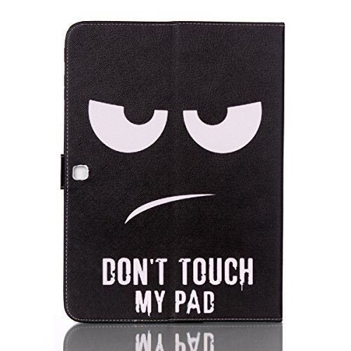 Galaxy Tab 4 10.1 Hülle,Ukayfe Schwarz Augen Don’t Touch My Pad Painted Schutzhülle fur Galaxy Tab 4 10.1 SM-T530 Ledertasche Lederhülle Smart Case Cover,[Bunt Muster Design] Kunstleder Tasche PU Leder Schutzhülle Brieftasche Etui Schale Hülle for Galaxy Tab 4 (10.1 Zoll) SM-T530 mit 1 x Schwarze Eingabestift - 3