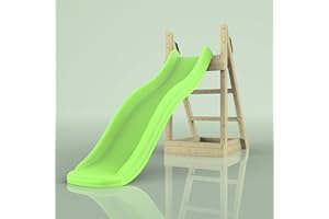 ‎REBO REBO freistehender Rutschturm mit 175 cm Wellenrutsche aus Holz Spielturm | Outdoor Kinder-Rutsche | Wetterbeständig