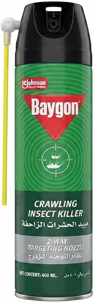 Baygon Crawling Insect Killer Spray, Long Lasting, Leaves No Harsh Smell, 400ml