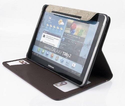 gada - Samsung Galaxy Tab 3 10.1 P5200 P5210 P5220 aufwendig verarbeitete Leder-Imitat tasche mit praktischer Standfunktion in schickem USA Style inkl. kostenloser Displayfolie und Touch Pen