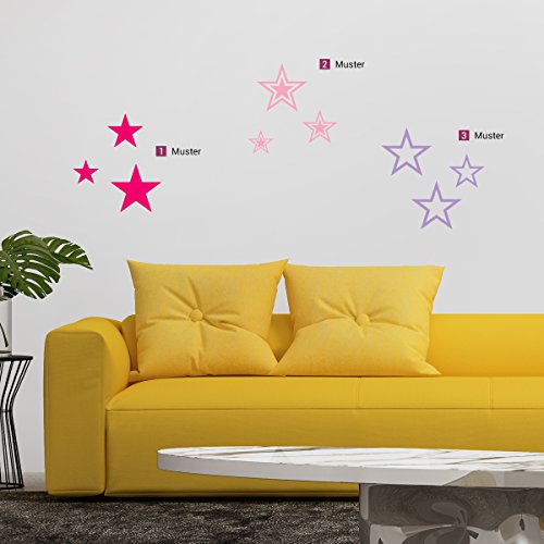 Wandkings Wandtattoo „Sterne“ – 3 Stück im Set – verschiedene Motive und Farben wählbar – MOTIV 1 / Farbe WEIß - 2