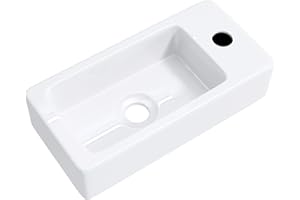 Mai & Mai Petit Lavabo Suspendu Blanc Vasque en Céramique Lave Mains WC Salle de Bain Invités BR3053L