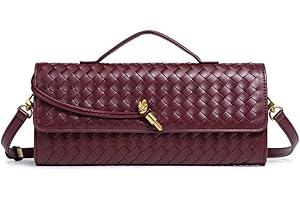 CuteClear Woven Clutch Purses for Women, PU Leather Shoulder Crossbody Evening Bag Satchel Handbag for Formal, Wedding, Party