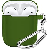 BUFF LABS Airpods 1/2 Uyumlu Rubber Silicone Case Kancalı Yumuşak Silikon Kılıf Airpods 1 ve 2 Uyumlu Kulaklık Kılıfı (Yeşil)