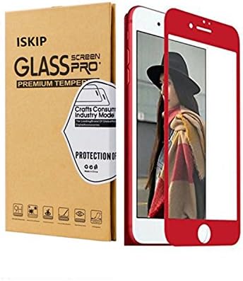 Screen Protector for iPhone 7 8, KOCI 3D Curved Full Coverage Tempered Glass Screen Protector [Soft Edge] [Easy Install] Protective Film for iPhone 7 8 Tempered Glass Screen Protector 4.7" (Red)