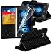 Produktbild ONX3 ( Schwarz Carbon Fiber Wallet ) Sony Xperia X Compact Fall Nach Maß Carbon-Faser-Buch-Art-PU-Leder-Mappen-Schlag mit KRotit- / Debitkarte Slot-Kasten-Haut-Abdeckung mit LCD-Display Schutzfolie , Poliertuch und Mini-versenkbaren Stylus Pen