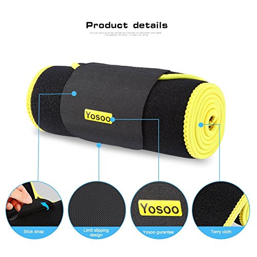 Yosoo Fitnessgürtel Abnehmgürtel Sauna Gürtel aus Atmungsaktiv Neopren Schwarz für Herren und Damen - 4