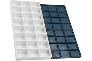 XUNKUAENXUAN 24 Paint Palette Plastic Paint Holder Watercolor Paint Storage Travel Palette with Rubber Lid for Artists Students Kids (1, blue)