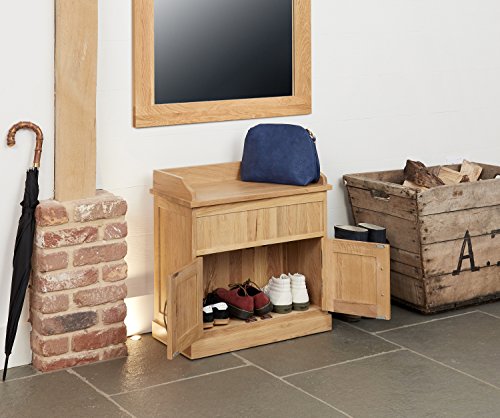 Baumhaus Mobel Oak Shoe Bench with Hidden Storage