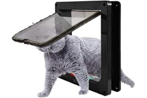 FAKEFACE Small Medium Cat Flap 4-Way Locking Magnetic Latch Cat Dog Flap Cat Doors for Interior & Exterior Doors/Wall with Tunnel Pet Flap for Screen Sliding Cats and Small Dogs Outer Size 7.5" x 7.8"