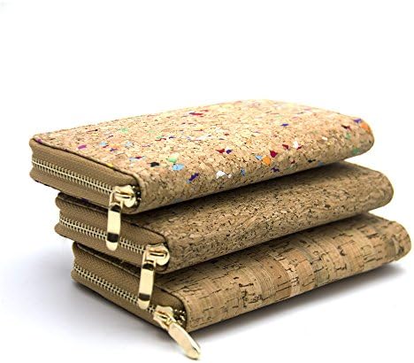Natural cork women zipper wallet Money Clips Woman Cards wallet (D)