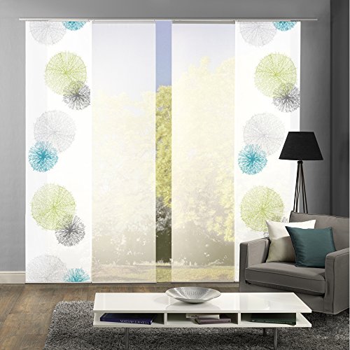 HOME Wohnideen Komplett-Fenster-Schiebevorhang Scoppio, 4-er Set, 245x60 cm grün
