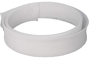 Othmro Cable Management Sleeve, 1m White Cable Tidy Sleeve, Diameter 25mm, Cord Protector, Braided Cable Organizers for Office Cord, Insulation Protection, 1 Pc