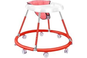 KHUY Lauflernwagen Laufwagen für Babys, Gehfrei Lauflernhilfe Baby Walker Kinder für Jungen/Mädchen Grundschule Student Rehabilitation Training für 88-125cm, 110 Pfund (Color : Red)