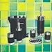 Produktbild Luxus Badset 6tlg Edelstahl PVC-Leder Badezimmer Bad Set Seifenspender WC Bürste