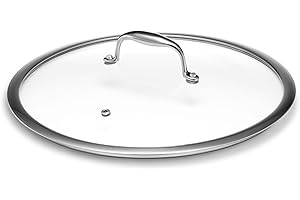 HexClad Pokrywa ze szkła hartowanego, 30 cm, zaprojektowana do naczyń hybrydowych HexClad z odpływem pary, nadaje się do mycia w zmywarce