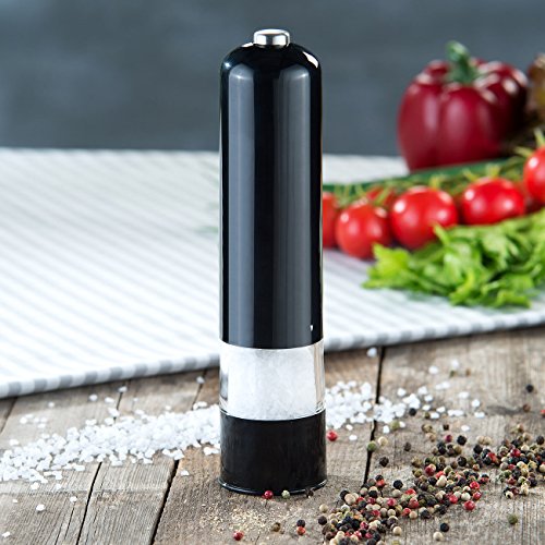 Rosenstein & Söhne 2er-Set elektr. Salz- & Pfeffermühle, Keramik-Mahlwerk, LED, 22,5 cm - 4