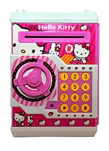 TOYMANIA Musical Kitty Smart Lock Piggy Bank Toy for Kids. | with Digital Electronic Password Lock Feature. | Easily Deposit Paper Money and Coins. | Multi-Functional Piggy Bank. (Pink Color)