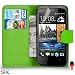 Produktbild HTC Desire 500 Premium Leder Grün Mappen Schlag Fall Abdeckung Beutel + Rot 2 IN 1 Staubstopper + Screen Protector & Poliertuch SVL0 BY SHUKAN®, (Brieftasche Grün)