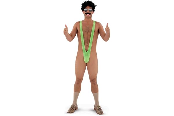 GOODS+GADGETS® Mankini Badkläder för Män - Neongrön Thong | Borat-inspirerad c-string i stretch-tyg, en storlek passar alla – perfekt kostym till svensexor