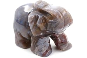 OUUBUUY Cuarzo Rosa Natural Cristal de Tallado Elefante, Estatua de Elefante de Cristal geomántico, decoración del hogar Elefante Afortunado 4cm (ágata India)