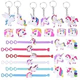 PAKET-EINZELTEIL: Sie erhalten 12 Stück Einhorn-Schlüsselanhänger, 12 Stück Einhorn-Ring, 12 Stück Einhorn-Armband und 6 Stück Einhorn-Brosche in einem Set, insgesamt 42 Stück Einhorn-Zubehör, um Ihren Bedarf zu decken.