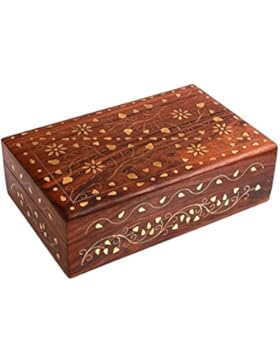 Holz Schmuckschatulle mit Einlegearbeitarbeit, Geschenk zu Weihnachten oder zum Geburtstag an Ihre Lieben