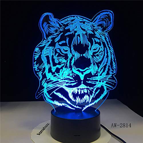 Preisvergleich Produktbild orangeww Nachtlicht 3d Illusion / dekoratives Licht / 7 Farbfernnoten-Nachtlichter / Weihnachtsgeschenk / Halloween-Geschenk / Tigerkopf