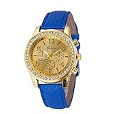 Frauen Armbanduhr, Kingwo Dame Uhren Armbanduhren Neue Mode Weihnachten älteres Muster Leder Band Analog Quarz Vogue Uhren (W)