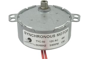 CHANCS TYC-50 Motor síncrono 12 V CA 5-6 RPM eje de descarga 5.5 mm CW 4 W Motor de ventilador Motor de engranaje