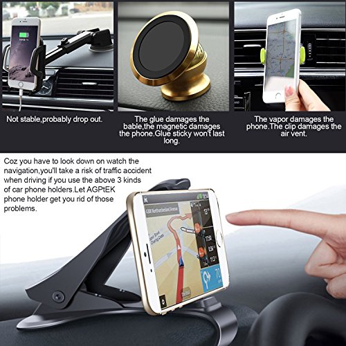 Supporto per Auto AGPtek, Porta Cellulare Regolabile Universale per Cruscotto con Braccio Lungo, Adatto per iPhone 7/6s/6, Huawei, Samsung, HTC & Altri Cellulari - Per Smartphones fino a 6 inch