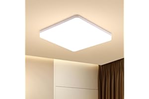 COMBUH Lampa sufitowa LED, 30 cm, 48 W, lampa sufitowa do łazienki, kwadratowa, jasna lampa pokojowa, ciepła biel, 4320 lumenów, oświetlenie sufitowe, do piwnicy, kuchni i pomieszczenia gospodarczego